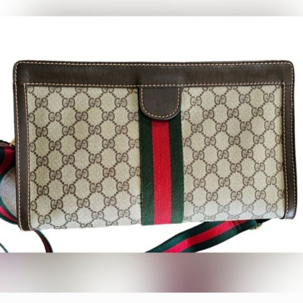 GUCCI Web Supreme Coated Canvas Crossbody or Clutch Bag, Authentic